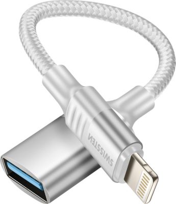 Câble Lightning SWISSTEN Adaptateur OTG Lightning vers USB Blanc