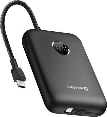 Batterie externe SWISSTEN 20000mAh avec Câbles USB-C et Lightning