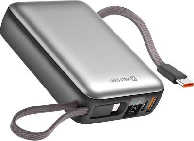 Batterie externe SWISSTEN 20000mAh Câbles USB-C et Lightning Gris Batterie externe SWISSTEN 20000mAh Câbles USB-C et Lightning Gris