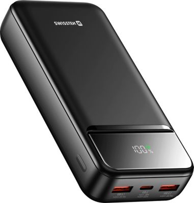 Batterie externe SWISSTEN 20000mAh avec USB-C et 2x USB Noir