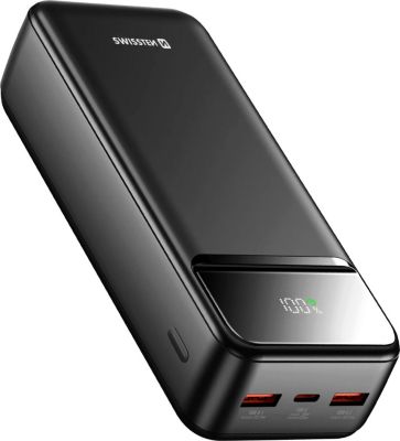 Batterie externe SWISSTEN 30000mAh avec USB-C et 2x USB Noir Batterie externe SWISSTEN 30000mAh avec USB-C et 2x USB Noir