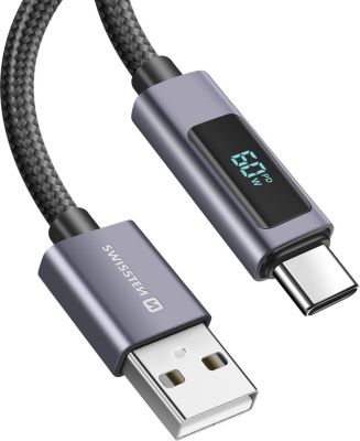 Câble USB SWISSTEN Synchro 1.5m USB vers USB-C avec Écran