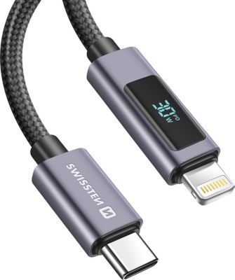 SWISSTEN 1.5m Lightning vers USB-C avec Écran
