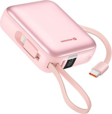 Batterie externe SWISSTEN 10000mAh 22.5W avec Câbles et Écran LCD