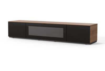 Meuble TV SONOROUS TV avec porte centrale en verre NOIR