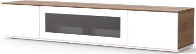 Meuble TV SONOROUS TV avec porte centrale en verre BLANCHE