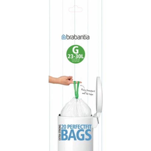 Sac poubelle Brabantia PerfectFit avec cordon de fermeture code G 23-30  litres 20 sacs par rouleau recyclé