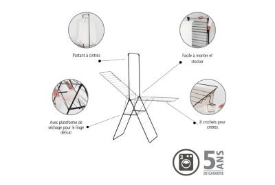 Etendoir à linge BRABANTIA Hang On 25M Noir