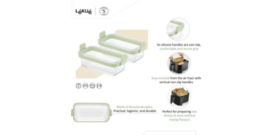 Petits Plats LEKUE x2 en verre rectangulaire