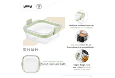 Petits Plats LEKUE carré en verre pour friteuse à air