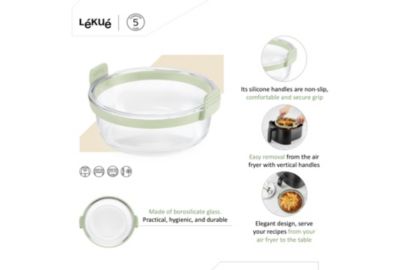Petits Plats LEKUE rond en verre pour friteuse a air