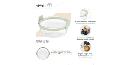 Petits Plats LEKUE rond en verre pour friteuse a air