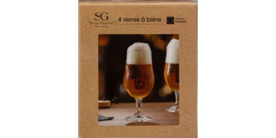 Verre SECRET DE GOURMET 4 verres a Biere sur pied 25cl
