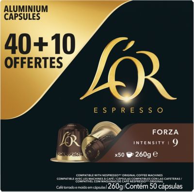 Capsules L'OR Espresso FORZA x40 + 10 offertes