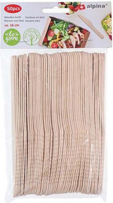 Set de couteaux ALPINA en Bois Naturel Jetables 16 cm