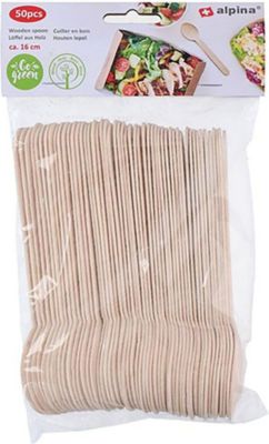 Set d'ustensiles de cuisine ALPINA en Bois Naturelles Jetables 16 cm