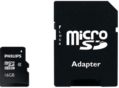 Carte Micro SD PHILIPS Micro SDHC CLASS 10 16Go + Adapt