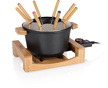 KITCHENCHEF - Appareil à fondue - 8 pers - Support en bois