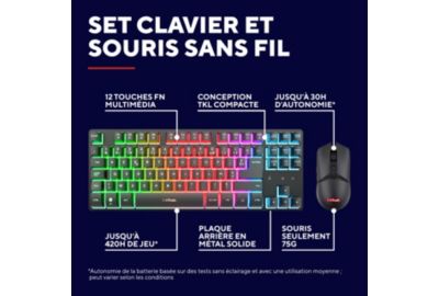 Pack clavier et souris gamer TRUST Combo TKL THADO RGB