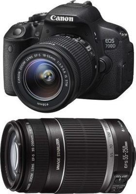 Appareil photo Reflex CANON EOS 700D + 18-55 IS STM + 55-250 IS STM Reconditionné