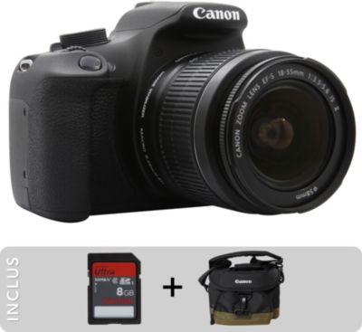 Appareil photo Reflex CANON Pack EOS 1200D + 18-55IS + Sac + 8Go Reconditionné