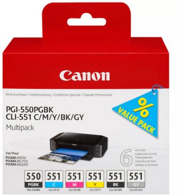 Multipack 6 Cartouches D'Encre Canon Pgi-550 / Cli-551