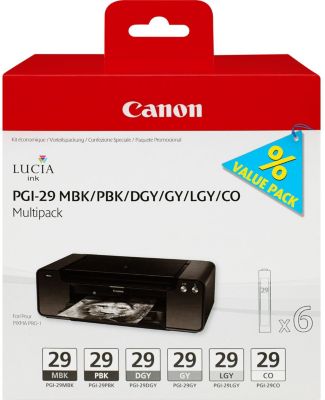 Cartouche d'encre CANON 6 cartouches noir/gris PGI-29