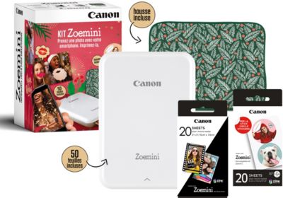 CANON Imprimante photo portable Kit Zoemini Blanc+40 feuilles+pochette