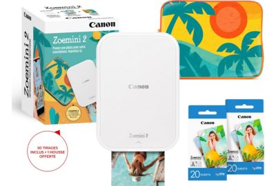 Imprimante photo portable CANON Kit Zoemini 2 Blanche + 50 f + Housse