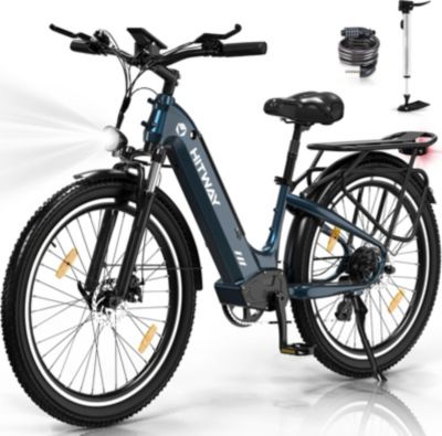 Vélo électrique HITWAY VAE 26x3.0, 7 Vitess, 48V 18AH, Bleu