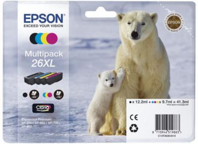 Cartouche d'encre EPSON T2636 XL (N/C/M/J) Ours Polaire Cartouche d'encre EPSON T2636 XL (N/C/M/J) Ours Polaire