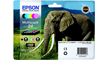 Cartouche d'encre EPSON T2428 N/C/M/J/CC/MC Série Eléphant