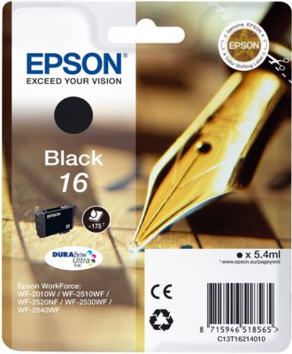 Cartouche d'encre EPSON T1621 Noire Série Stylo Plume