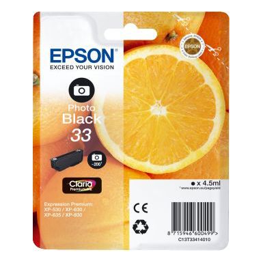 Cartouche d'encre EPSON T3341 Noire Photo Premium Serie Orange