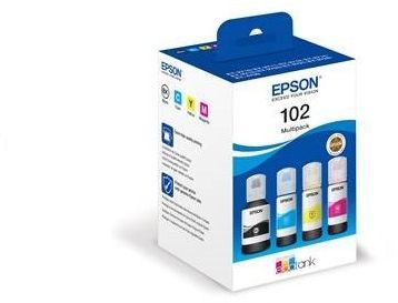 Bouteille d'encre EPSON pour Ecotank 102 Multipack 4 couleurs (Noir, Cyan,  Magenta et Jaune)