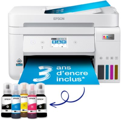 Epson Imprimante EcoTank ET-2812avec réservoirs d'encre, Multifonction  3-en-1:Imprimante/Scanner/Copieur, A4, Jet d'encre couleur,Wifi Direct,  Faible coût par page, Kit d'encre inclus,Compact, Noir : :  High-tech