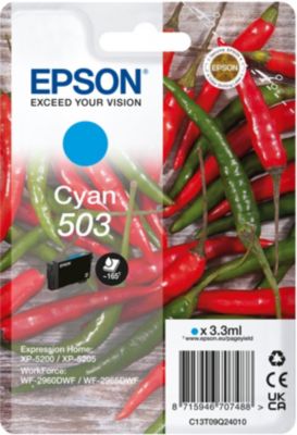 BUROCLICK  CARTOUCHE ENCRE EPSON 503 PIMENTS EPL 5200, RIP STATION 5200,  WORKFORCE WF-2960 3,3ML 165P COULEUR CYAN