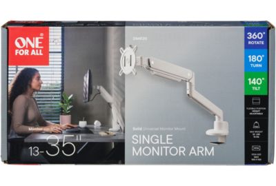 Support mural ONE FOR ALL Single Arm blanc 13- 35 pouces Orientabl