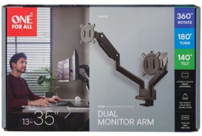 Support écran PC ONE FOR ALL Dual Arm noir 13-35 pouces Orientable et