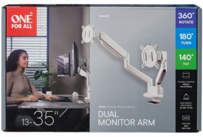 Support mural ONE FOR ALL Dual Arm blanc 13-35 pouces Orientable e