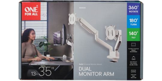 Support mural ONE FOR ALL Dual Arm blanc 13-35 pouces Orientable e