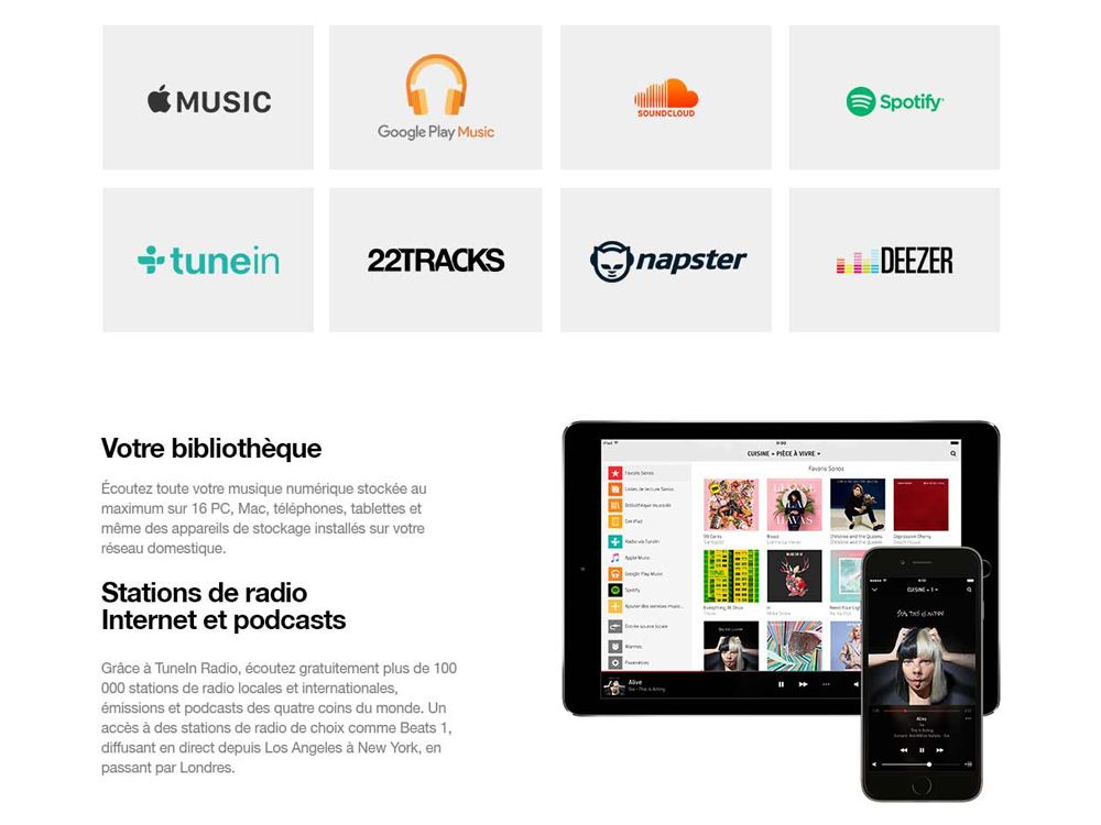 Services compatibles Sonos