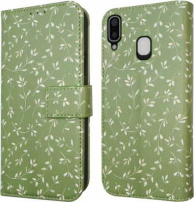 Coque étui IMOSHION pour Samsung Galaxy A20e - Green Flowers