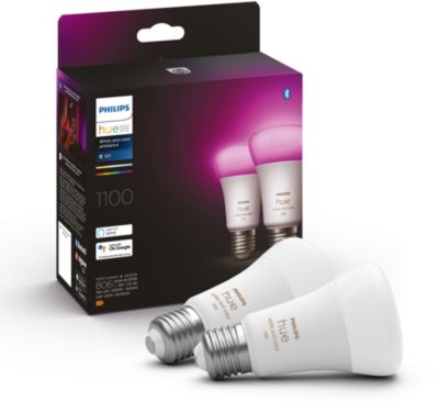 Ampoule LED connectée PHILIPS HUE W&C E27 75W x2