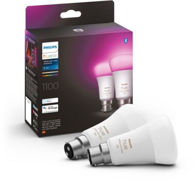 Ampoule LED connectée PHILIPS HUE W&C B22 75W x2