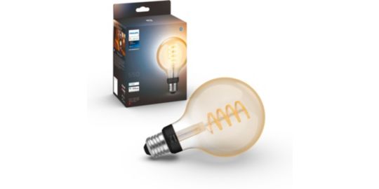 Ampoule LED connectée PHILIPS HUE White Ambiance E27 7W Globe Filament