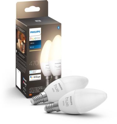Ampoule LED connectée PHILIPS HUE White E14 x2