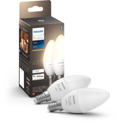 Philips Hue White, ampoule LED connectée Luster E14, compatible Bluetooth,  fonctionne avec Alexa, Google Assistant et