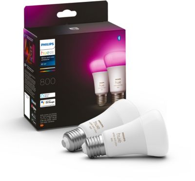 Ampoule LED connectée PHILIPS HUE W&C E27 60W x2