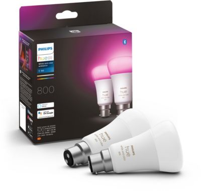Ampoule LED connectée PHILIPS HUE W&C B22 6.5W x2